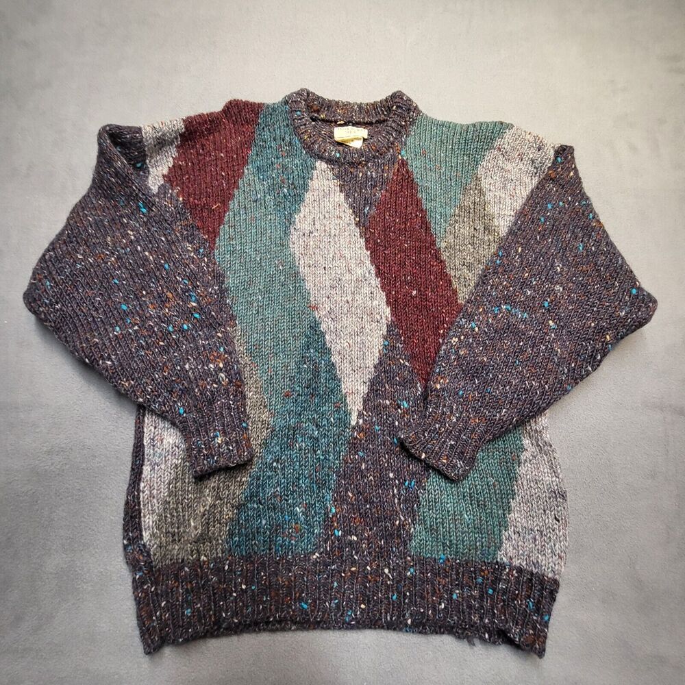 Vintage Woodward Shop Sweater Men's Medium Wool Geometric Long Sleeve Pullover